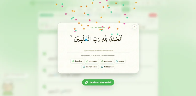 Teacher feedback marked ayah by ayah in the Hidaya learning portal